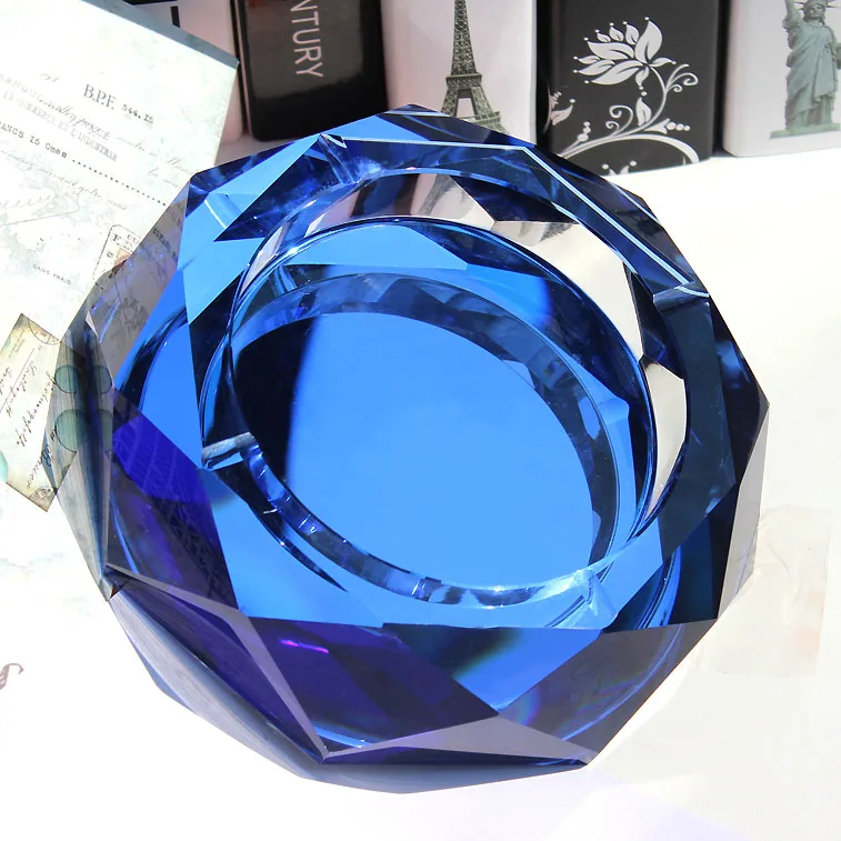 Shining Faceted hand made large crystal ashtray for business gift crystal craft