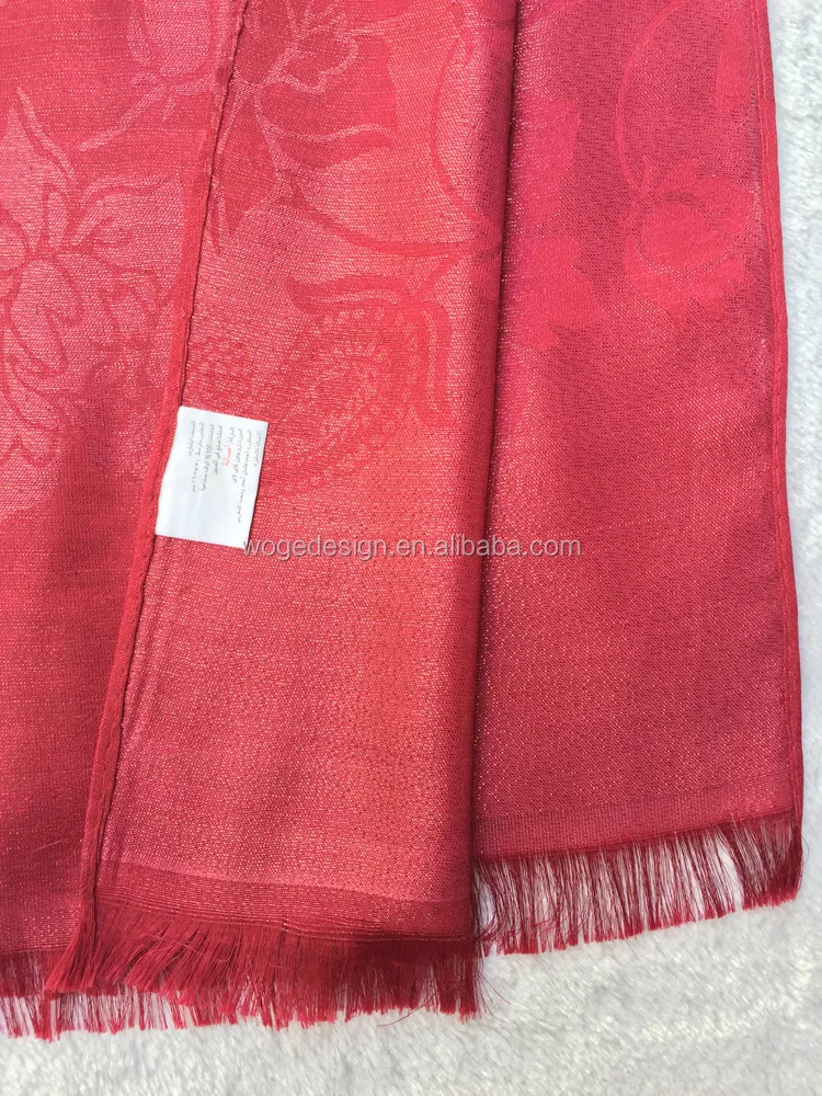 Fashion fall woman bordeaux shiny gold dot stone flower pashmina imitation silk shawl