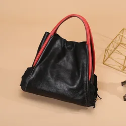 New Design European And American Style Dumpling Ruffles Lining Genuine Leather Women Handbag Handles Bag Manufacturer