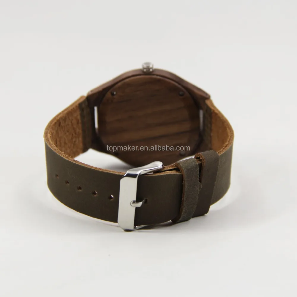 mens causal wooden watches hand made japan movt quartz walnut wood watch
