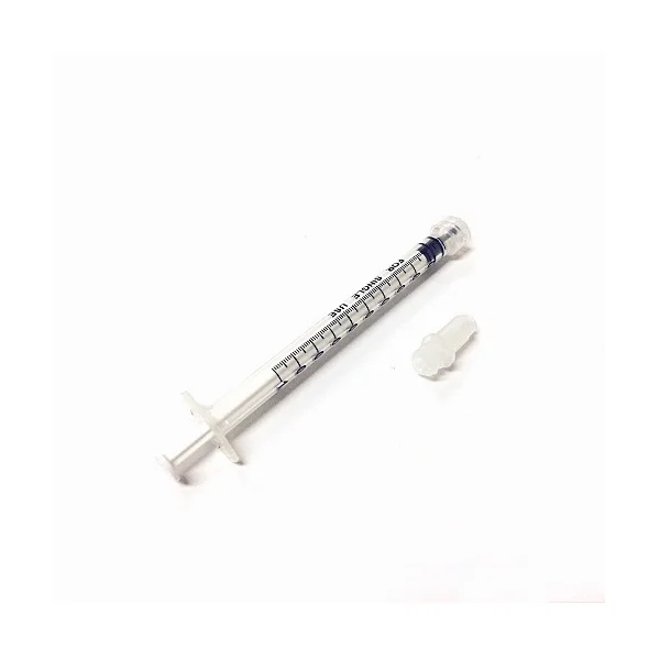 Disposable 1cc syringe luer lock PP non latex plunger with cap