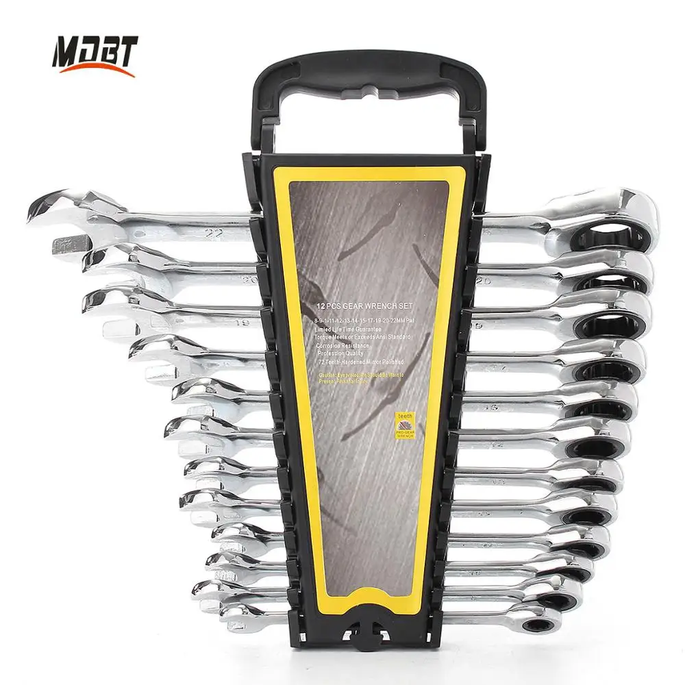 Набор гаечных ключей с открытым концом, комплект комбинированных инструментов с храповым механизмом, 12 шт., 6-22 мм