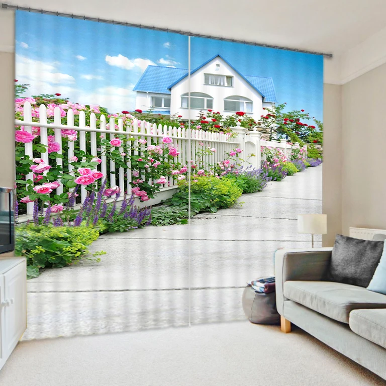 
Top Sale Designs Luxury 3D Polyester Curtain For Living Room , Hall Office Curtain , Window Blind Curtain With Dream House 