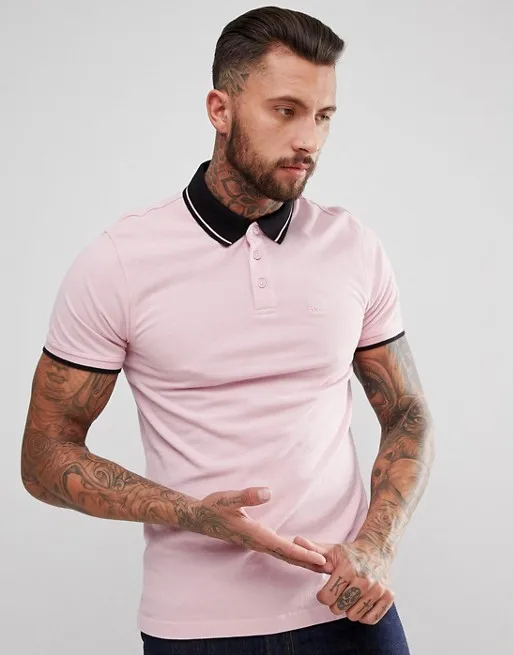 
100% Cotton Short Sleeve Collar T-Shirt, Single Jersey Fabric Polo T Shirts For Men 