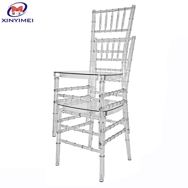 Clear Chiavari Chair Resin Tiffany Wedding Chair on Sale High Quality Stacking Acrylic Hotel Chair Plastic Clear Color Modern