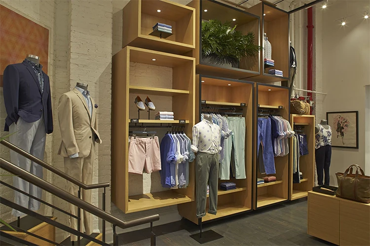 Custom High End Menswear Clothing Store Fixtures Designs Bespoke Commercial European Style Mens Suit Store Furniture Design