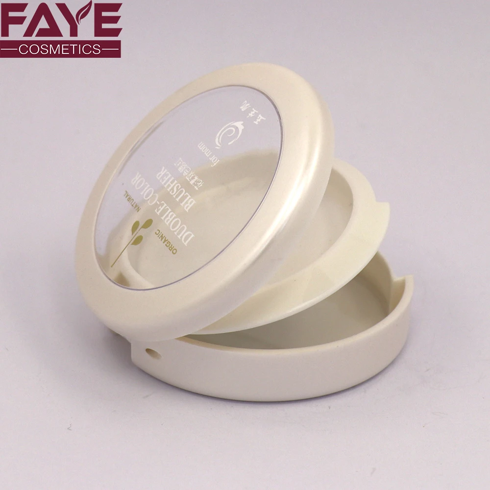 Customized logo white round cushion foundation container compact powder case / BB cushion case with transparent cap