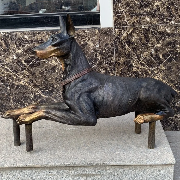 Home Decor Life Size Doberman Bronze Dog Statue
