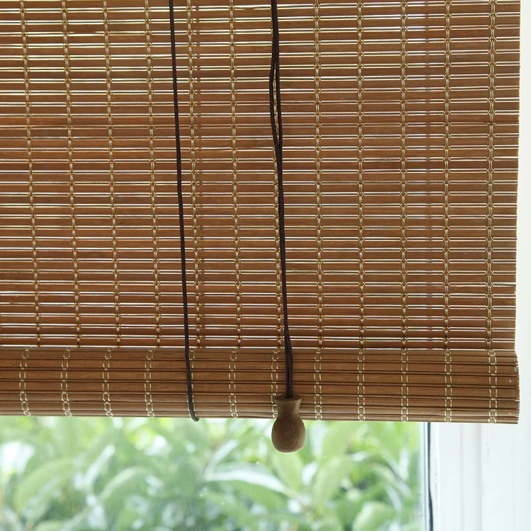 Bamboo slat roller and roman shades blind