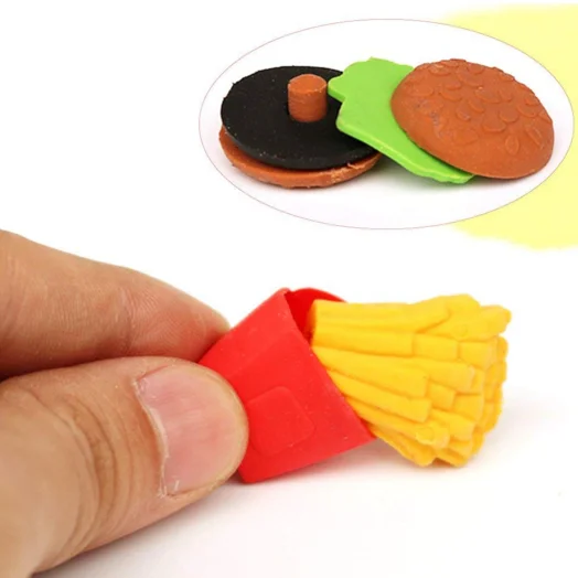 Ластики на тему нежелательной еды, имитация фаст-фуда, резиновый набор, 5 цветов на заказ