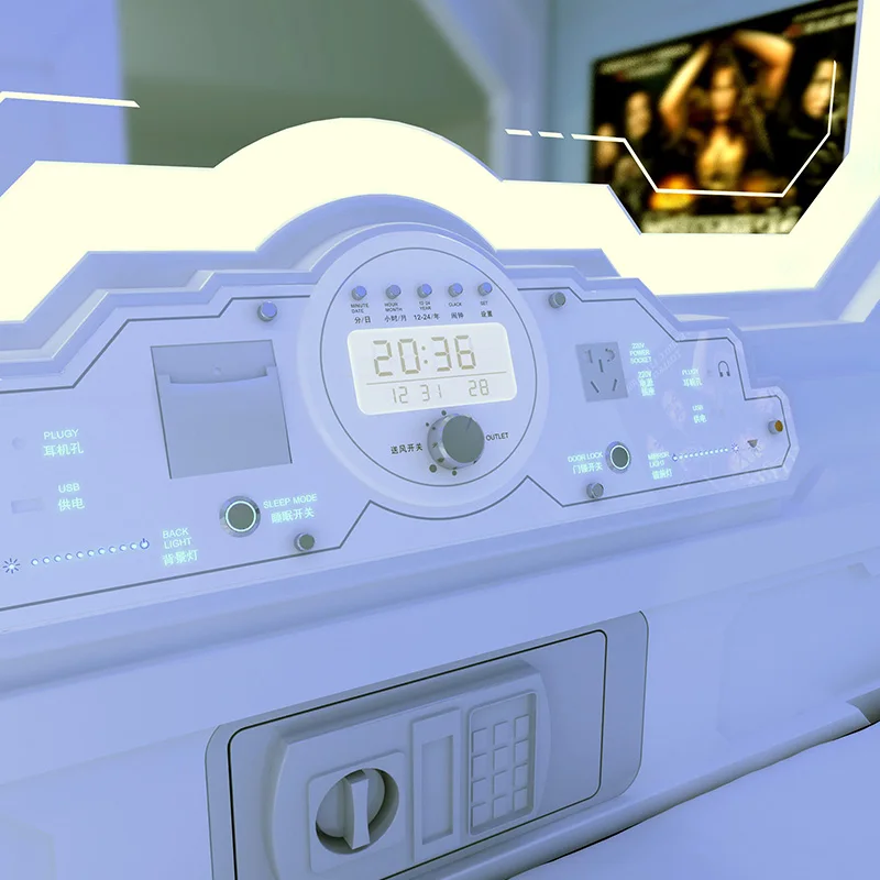 2016 Fashionable Modern Hotel Bedroom Furniture Sets Space Capsule Steel Metal Heavy Duty White Bunk Hostel Capsule Bed Hotel