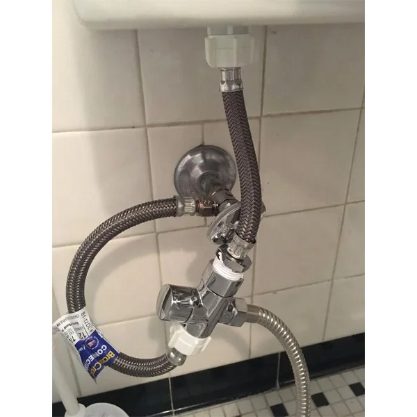 NZMAN Braided Stainless Hose,Black/White Toilet Supply Hose,F 1/2-Inch FIP by 7/8-Inch Ballcock by 12-Inch Toilet Connector