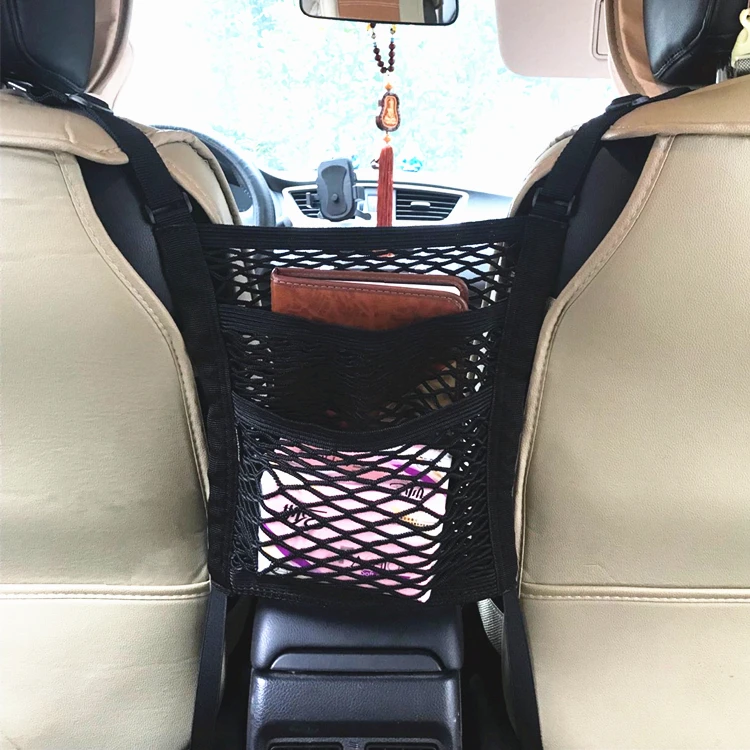 
3-Layer Car Mesh Organizer Seat Back Net Bag Barrier of Backseat Pet Kids 