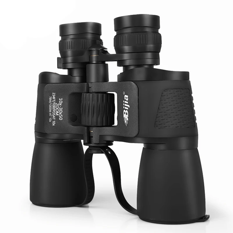 BIJIA 10-30x50 HD телескоп широкоугольный охотничья оптика зум Военный бинокль ночного