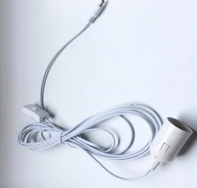 Use for Solar System  E27 LED cable with Switch 5.5*2.1MM DC Cable