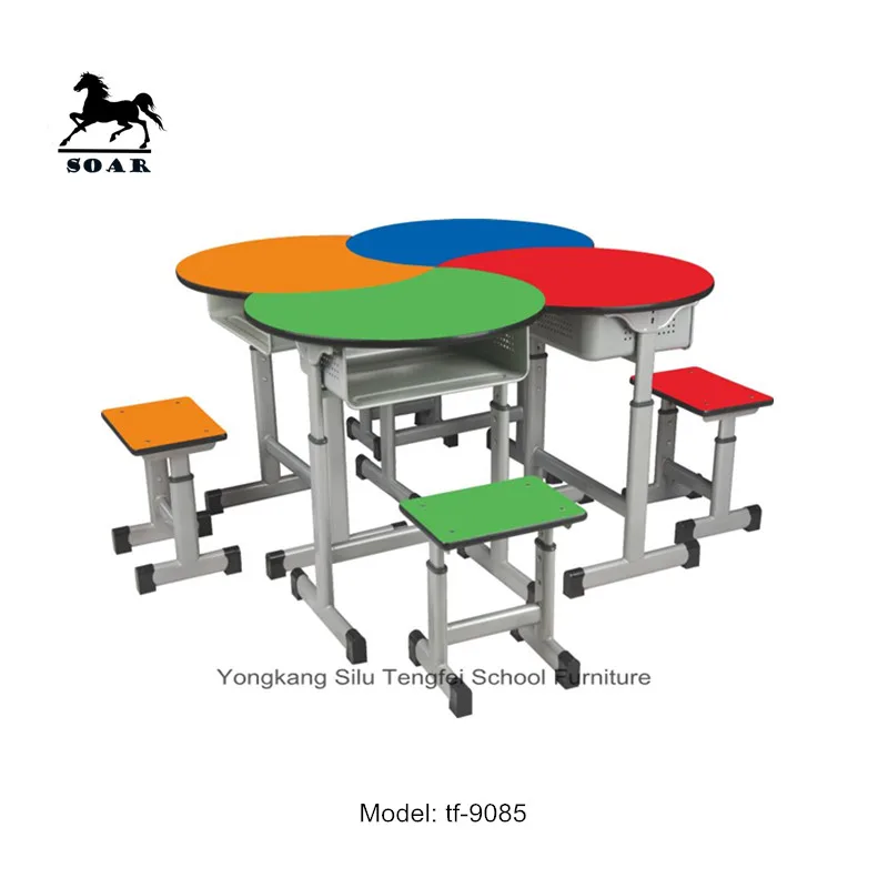 
height adjustable trapezoid school desk with chairs for school furniture set 