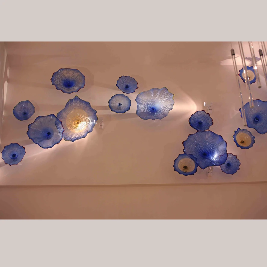 Lotus leaf glass wall decoration