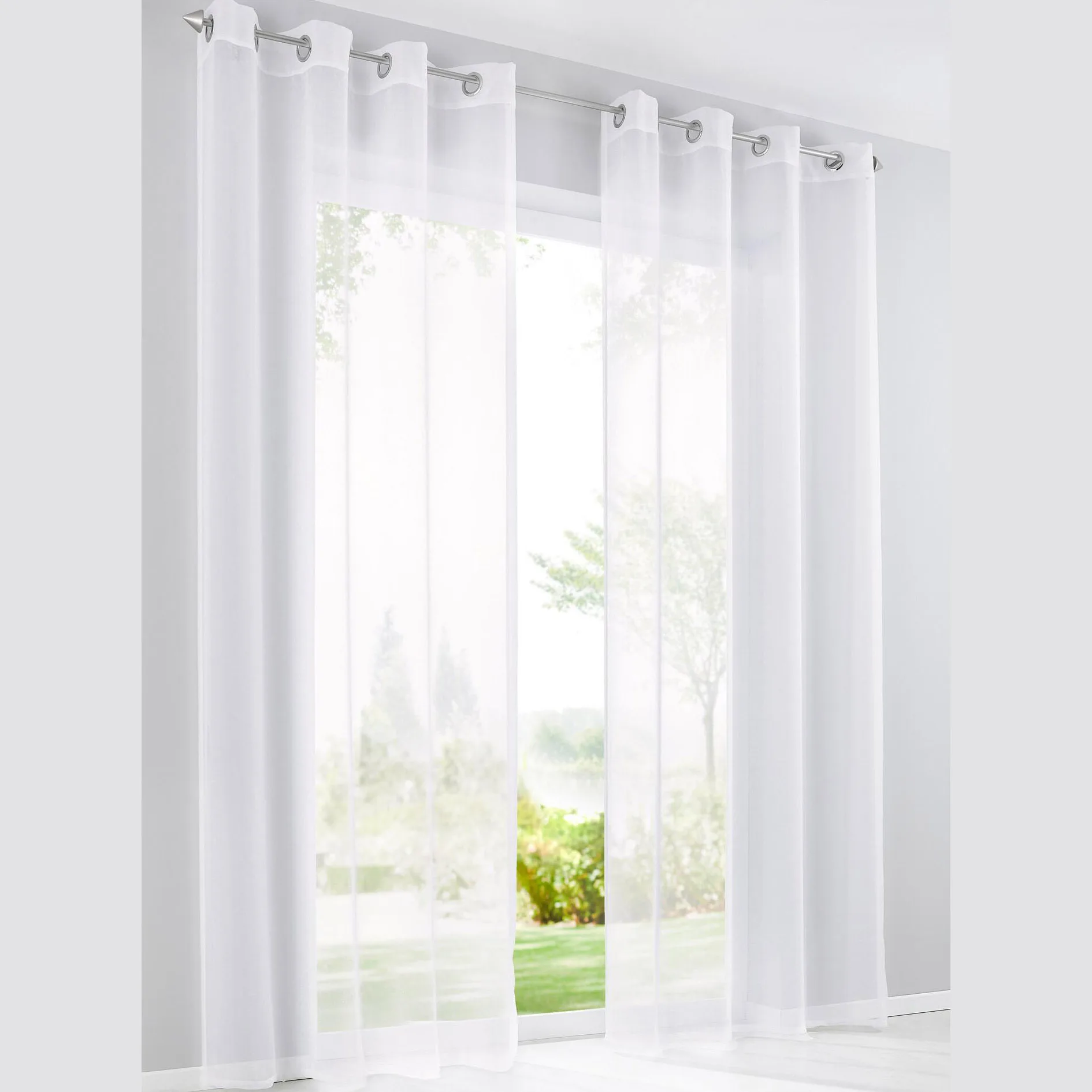 European design custom fancy 100% polyester white curtain sheer for window