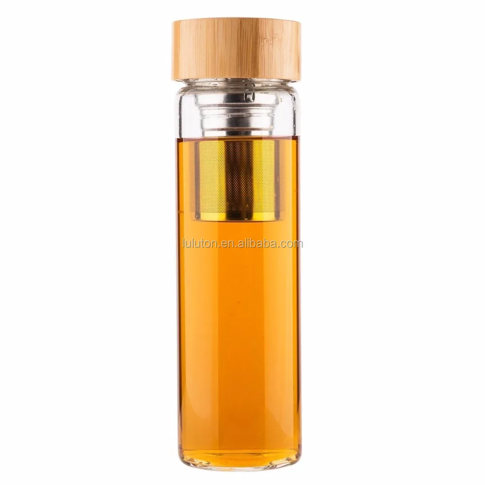 Tea Infuser Tumbler Fruit Infusion Glass Bottle Coffee Brewer with Filter