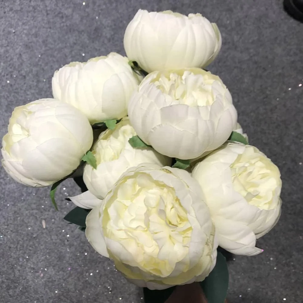 FCR1005 Wholesale 10 heads silk artificial peony flower bouquet for wedding