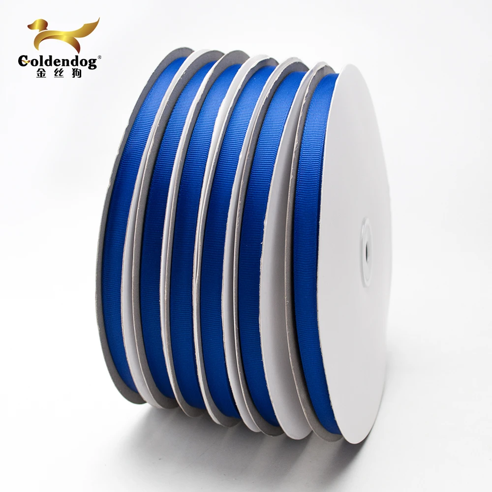 Высококачественная однотонная корсажная лента из полиэстера 3/8 дюйма, голубого цвета, 100 ярдов