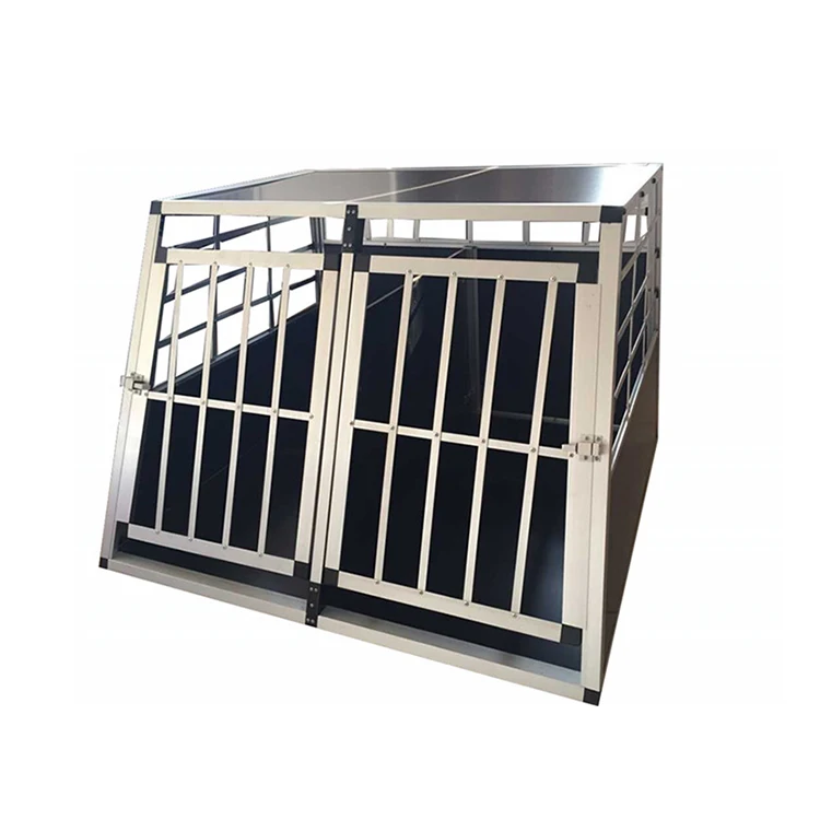 High Quality Heavy Duty Aluminum Steel Metal Pet Carrier Case Outdoor Double Door Dog Cage House