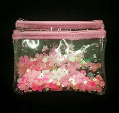 Cute Transparent Glitter Stars PVC Waterproof Pencil Case Fashionable Zipper Closure Cosmetic Bag with Custom Logo