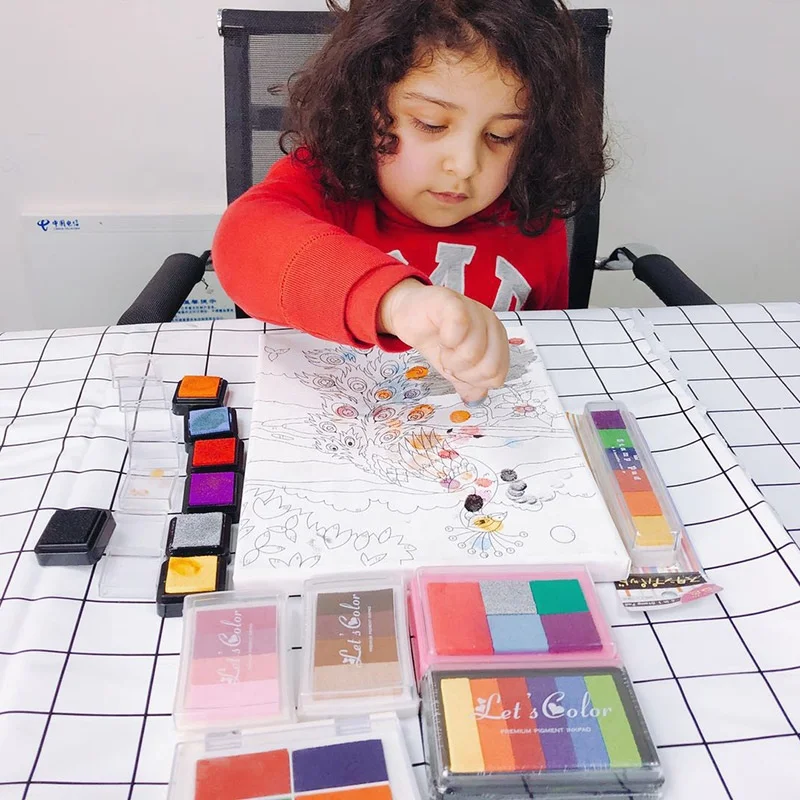 Craft Ink Pad Stamps Partner Rainbow Set of 6 DIY Multicolor Craft Stamp Pad 24 Colors