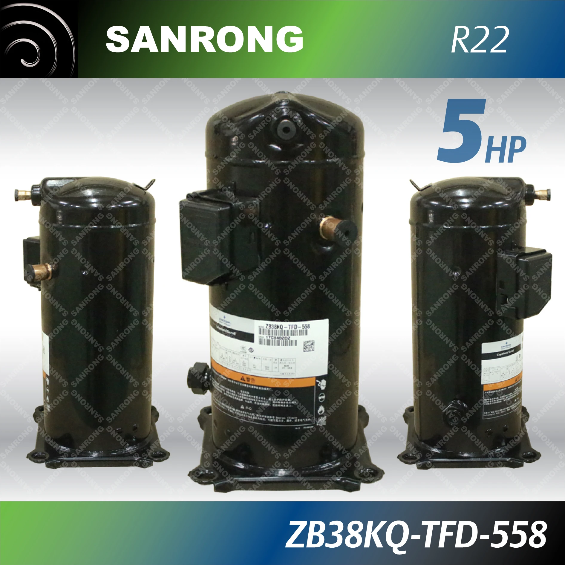 New R22 ZB38KQ-TFD-559 ZB38KQ-TFD-523 5HP ZB Copeland Scroll Compressor for Condensing Units