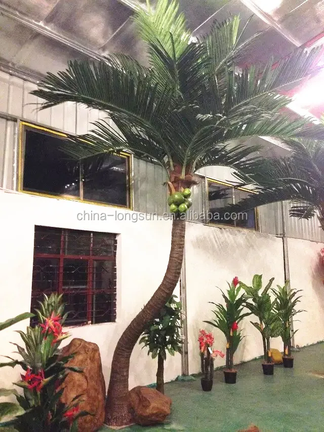 LSD-170313022 plastic fake coconut tree branches artificial palm tree leaves artificial coconut tree leaf