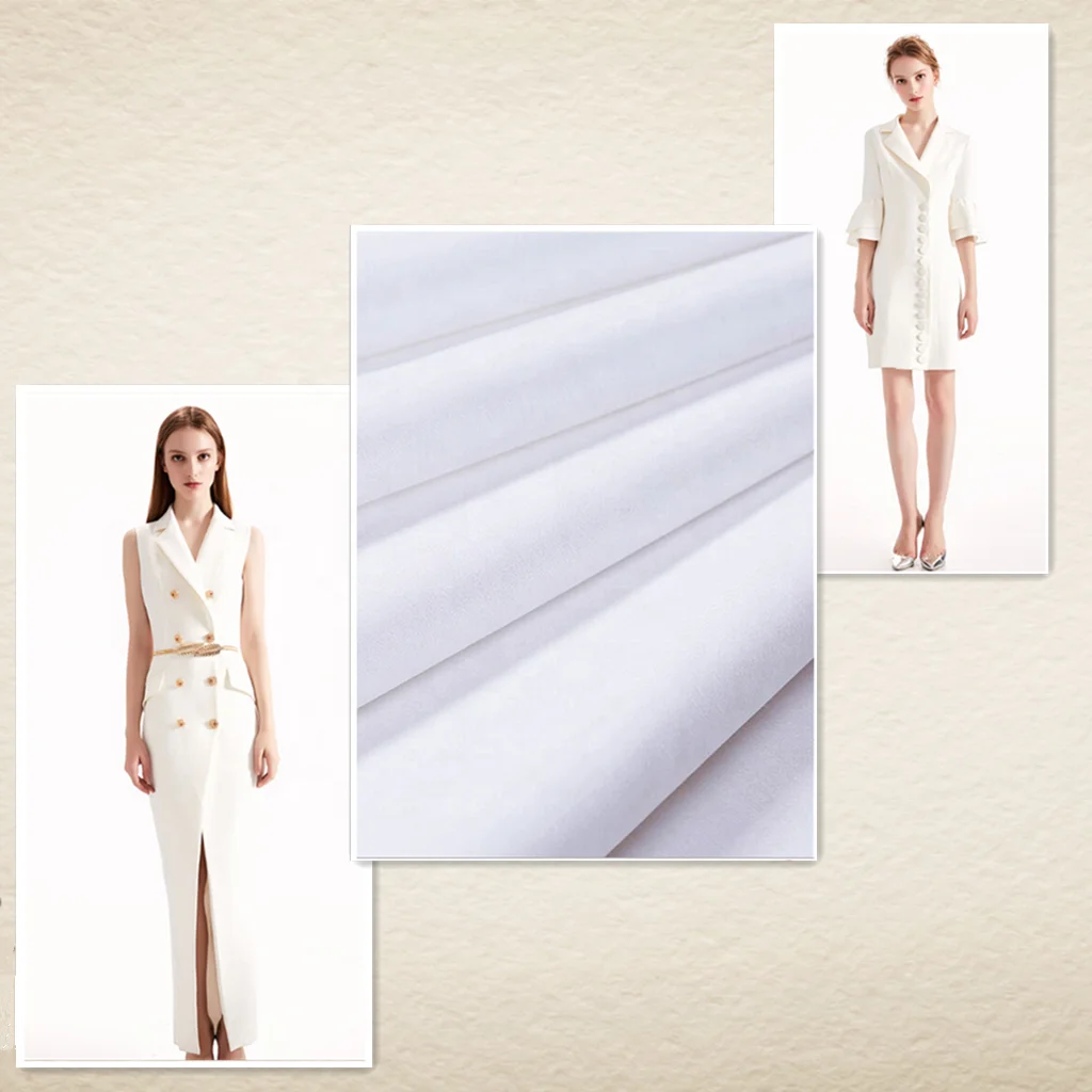 stocklot graceful white color russian satin heavy stretch duchess satin fabric for suit