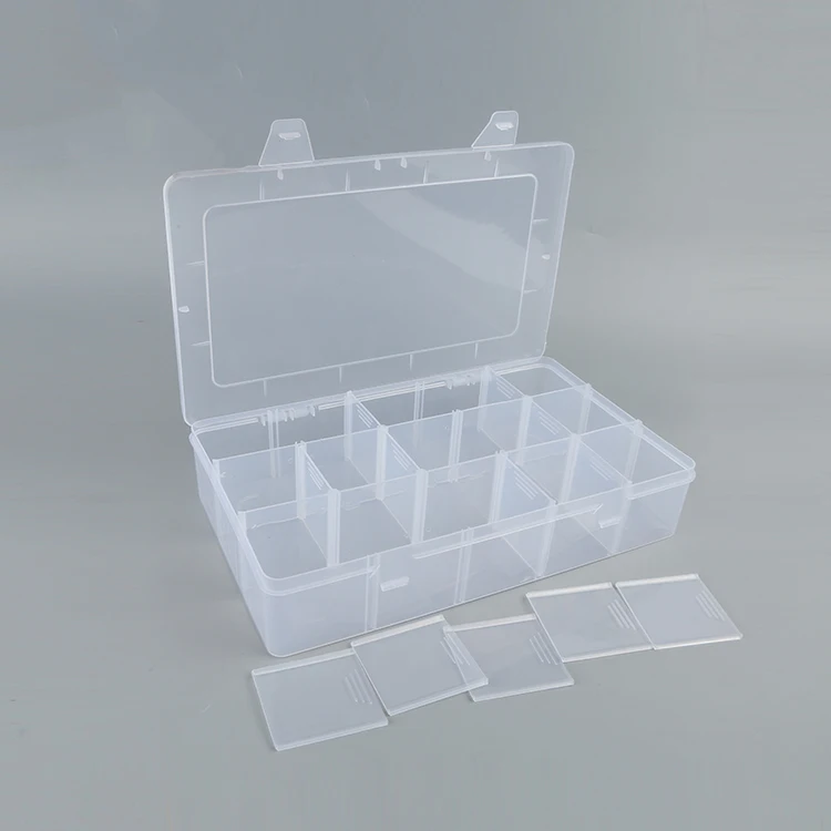New product easy carry big 15 grid jewelry beads transparent plastic storage box