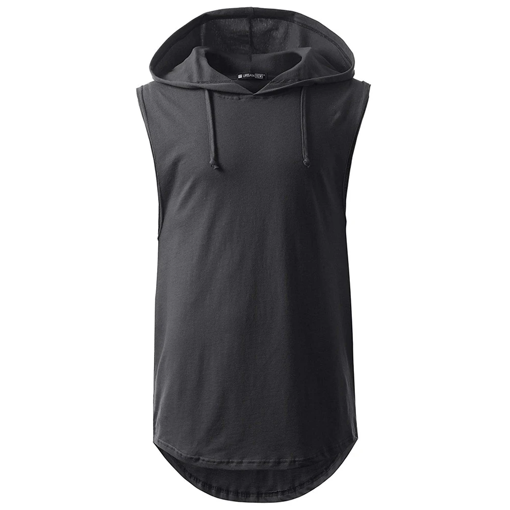 
Mens Hipster Hip Hop Hoodie Mens Longline Pullover Hoodies Sleeveless Hoodie Shirt 