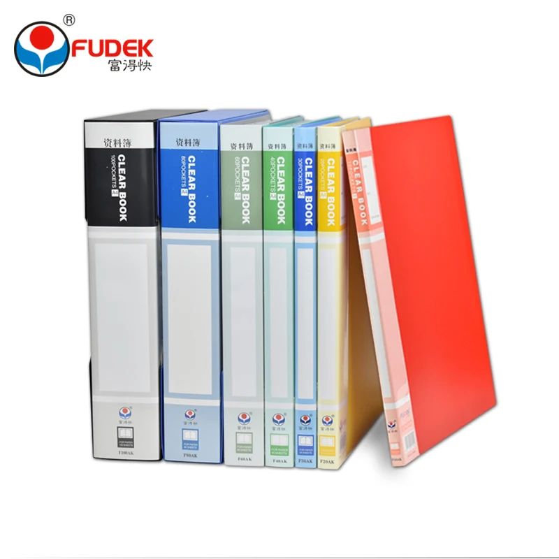 PP printing document custom refillable sheet hard plastic book cover design pocket display book clear file folder box file a4