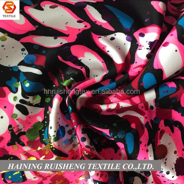 
Anti-UV nylon spandex metallic foil print bikini fabric for ladies 