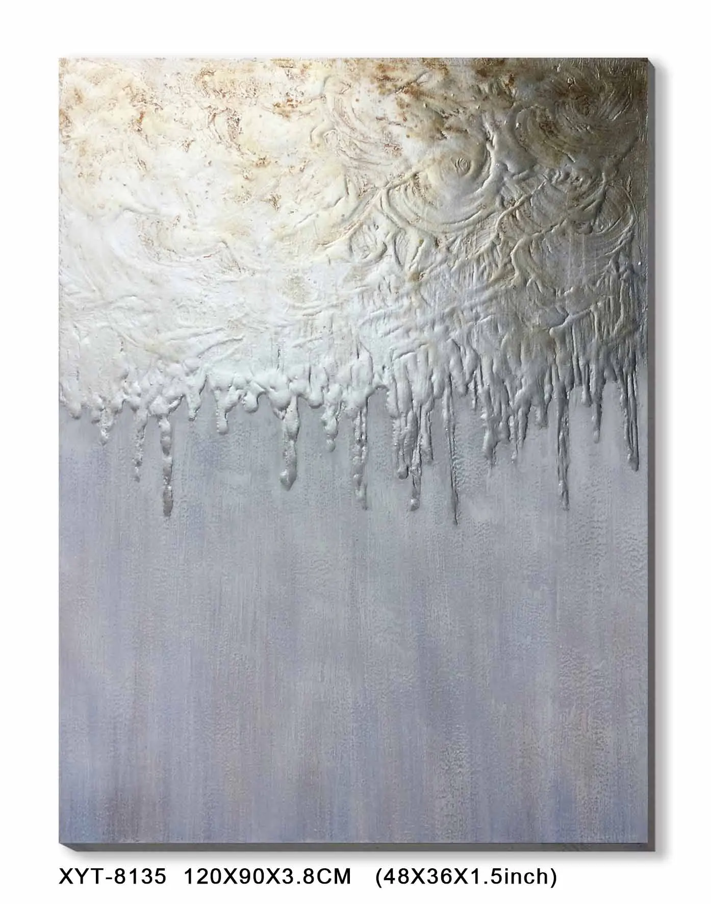 Abstract Custom Modern art Grey Champagne Overflow Oil Painting Handpainted Stretched