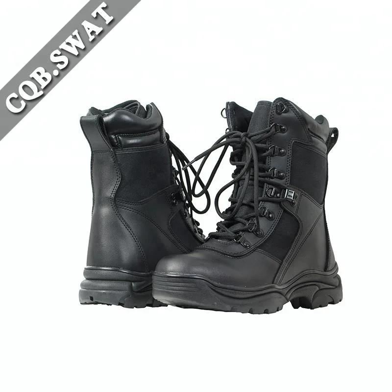 Indian Kenya Dubai Black Security Boots With Padded Collar Cemented Construction Combat Boots