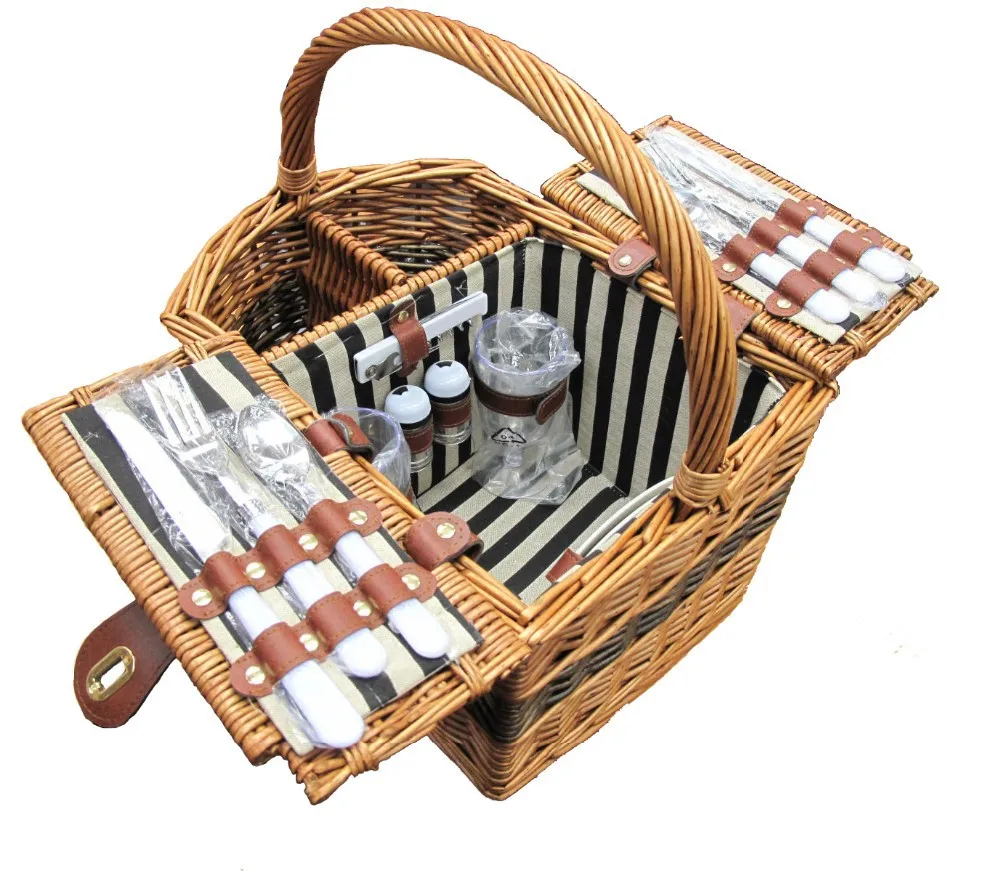 
wicker picnic basket for 2 person 