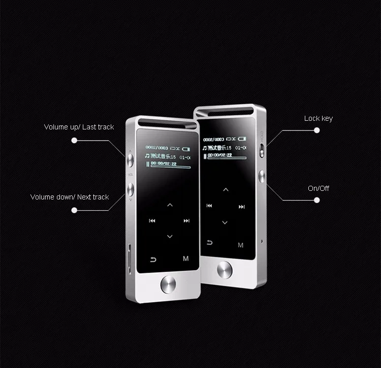 Touch screen mp3 music player with multiple functions