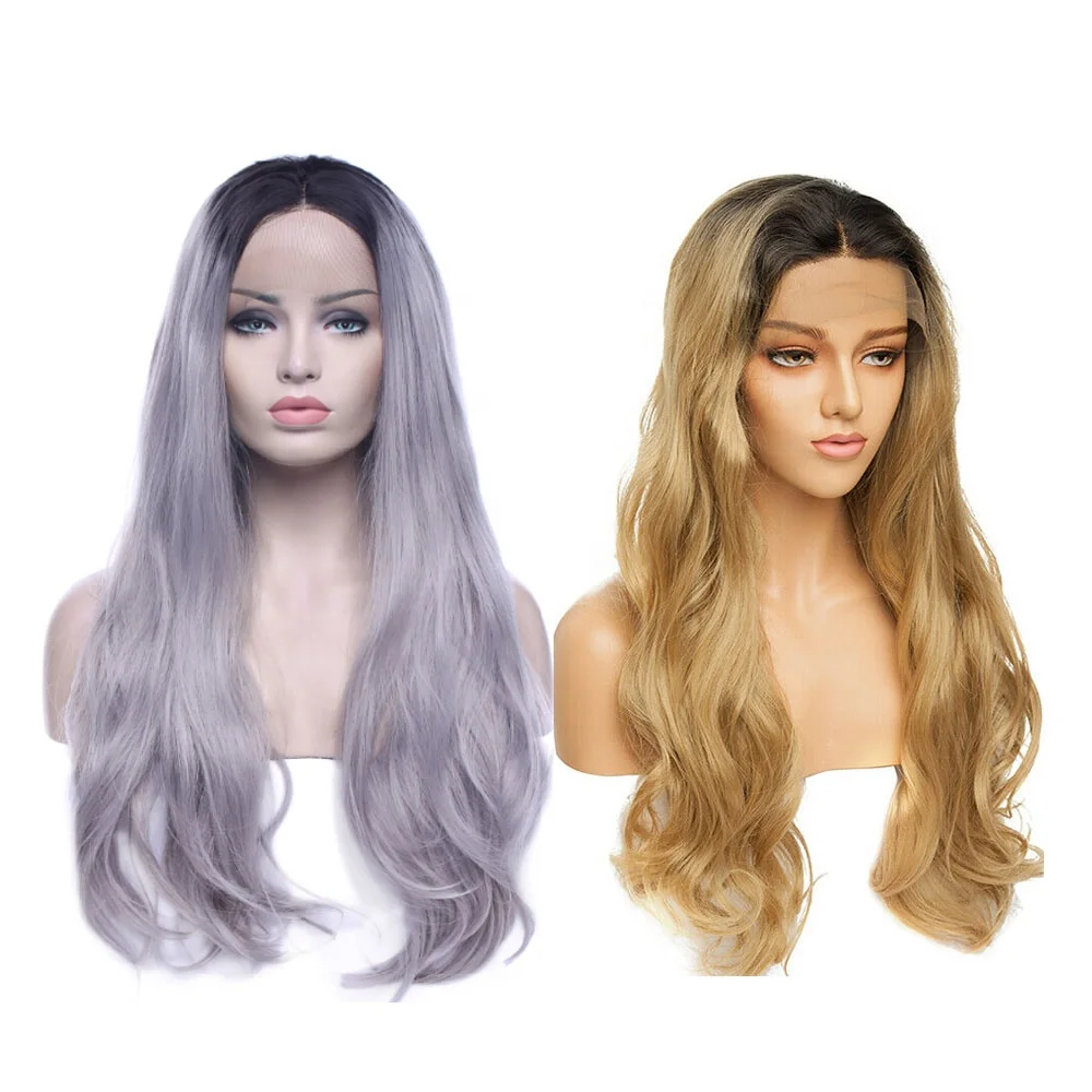 Snoilite Высококачественные 24 '26' светлые красные коричневые Омбре цветные прямые кудрявые Длинные Синтетические волосы кружевные передние парики