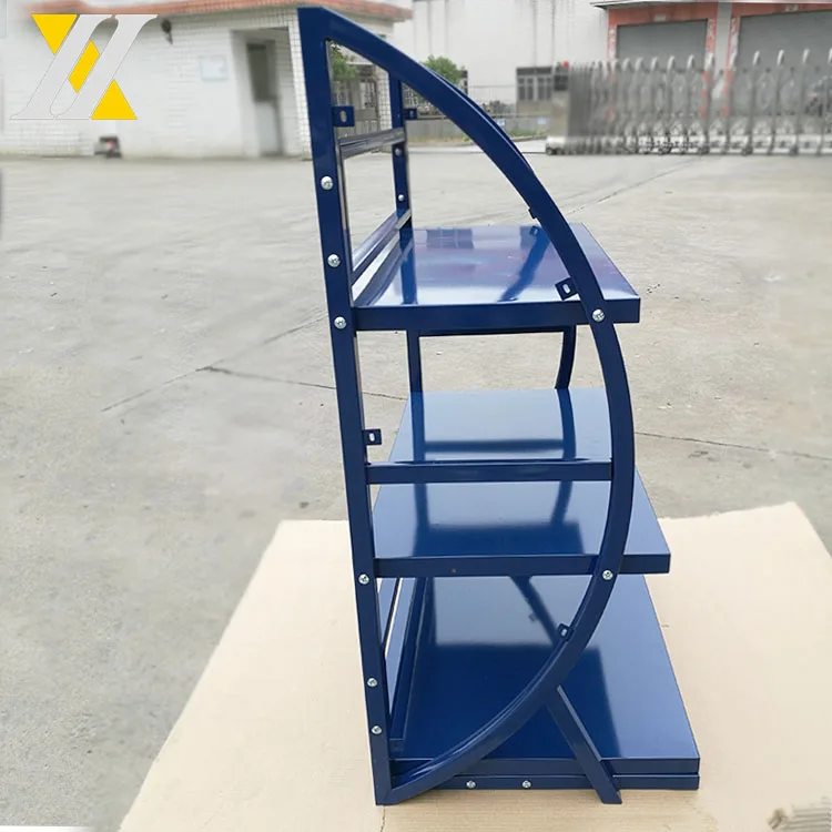 Customized Multi-storey Blue Metal Car Battery Display Rack Store Automotive Battery Display Rack Simple Bubble Wrap and Carton