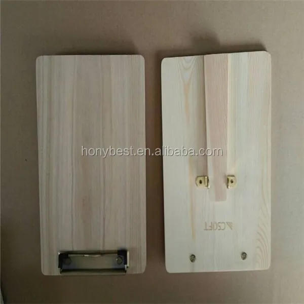 Wholesale Wooden Menu Holder Clipboard Check Presenter Custom Solid Wood Menu Board with Metal Clips / Stand For Restaurant Cafe