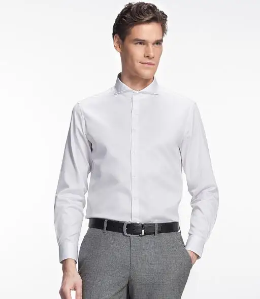 100% cotton long sleeve pure white men business shirt with shirt picture