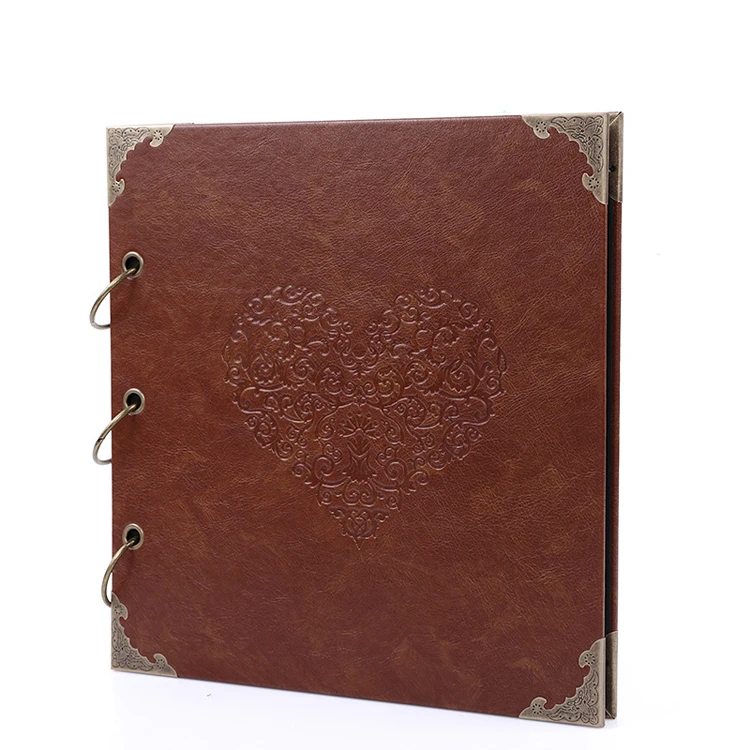 26*27cm Embossed Leather Photo Album Vintage Scrapbook Embossed Leather Photo Album