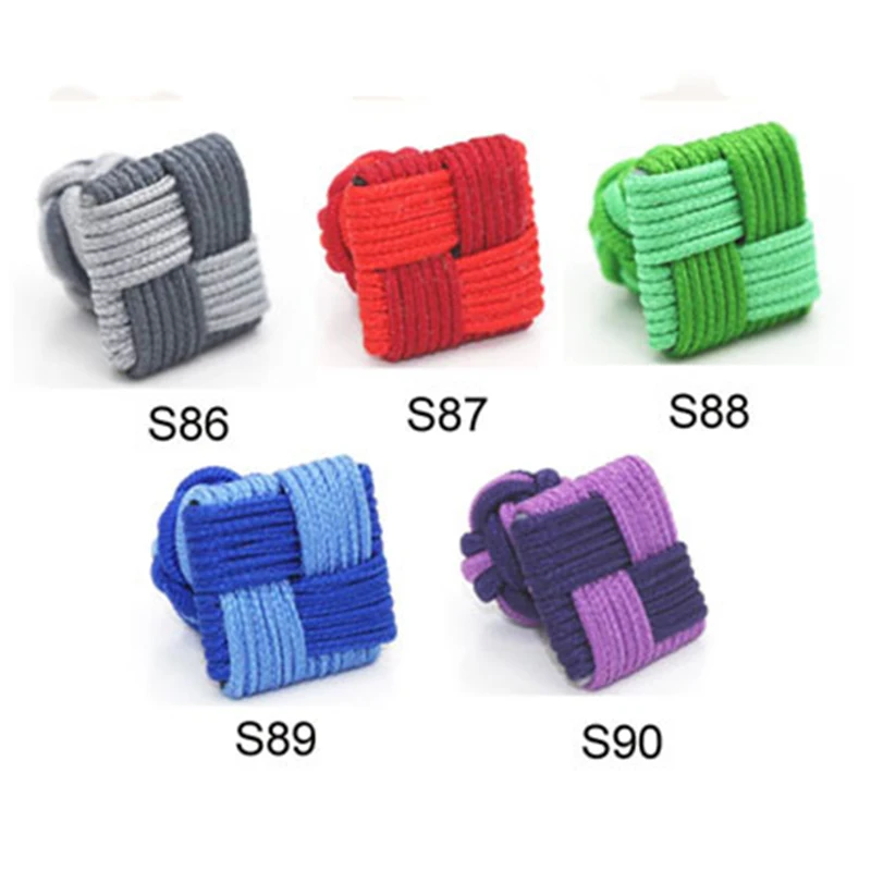 Запонки из вязаной ткани от китайского поставщика, запонки с квадратным шелковым узлом, эластичная веревочная манжета