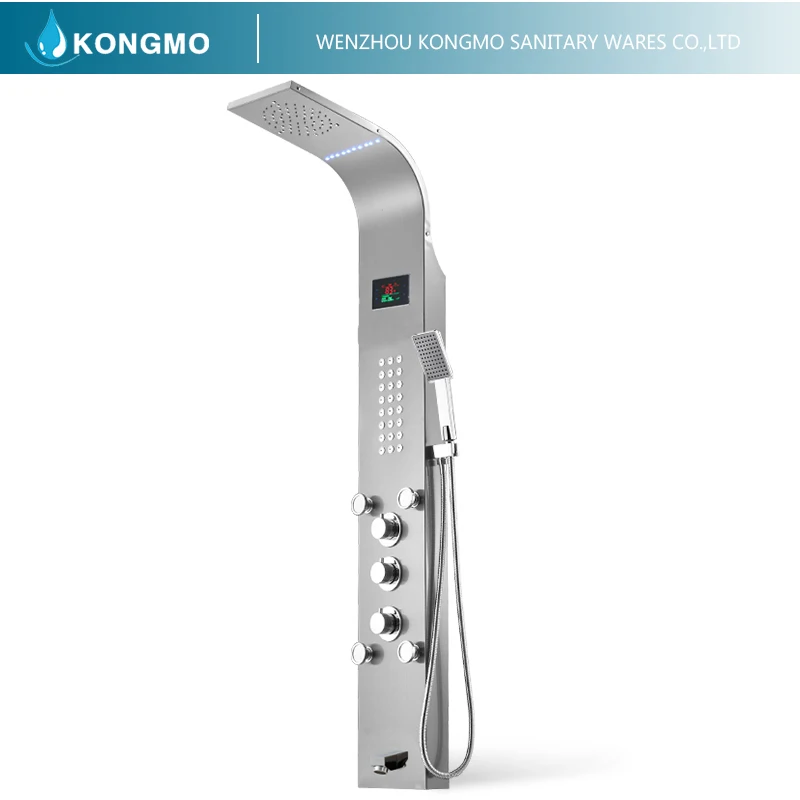 Душевая панель для ванной комнаты из никеля, термостатическая система управления с пластиковым ручным распылителем 6228