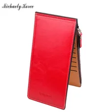 Hot Selling Ultra Thin Women Wallets Soft Waxy Leather Purse Single Zipper Coin Pocket ID Card Holder Ladies Money Bags Carteras