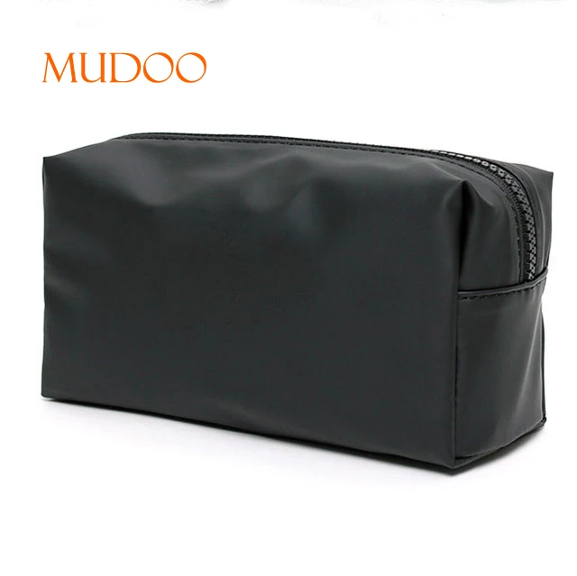 Wholesale Classic Style Waterproof Black PU Leather Makeup Bag Cosmetic