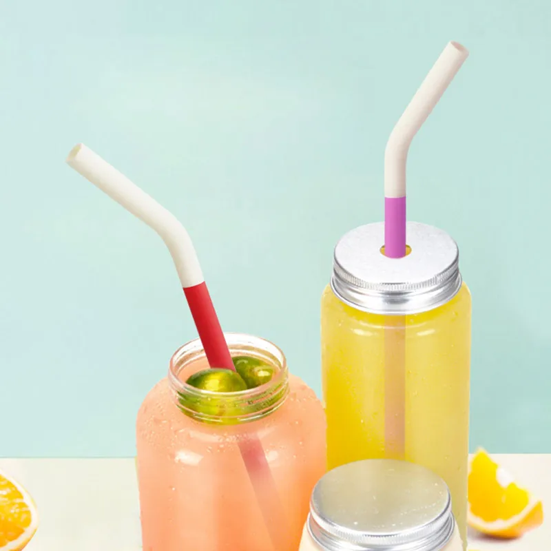 silicone drinking tips silicone straw set foldable silicone straw plastic drinking straw with spoon