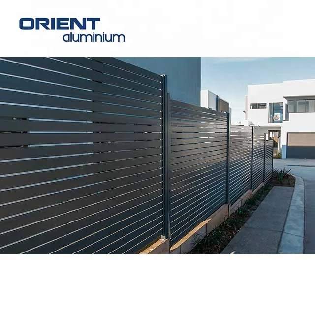 black horizontal aluminum fence